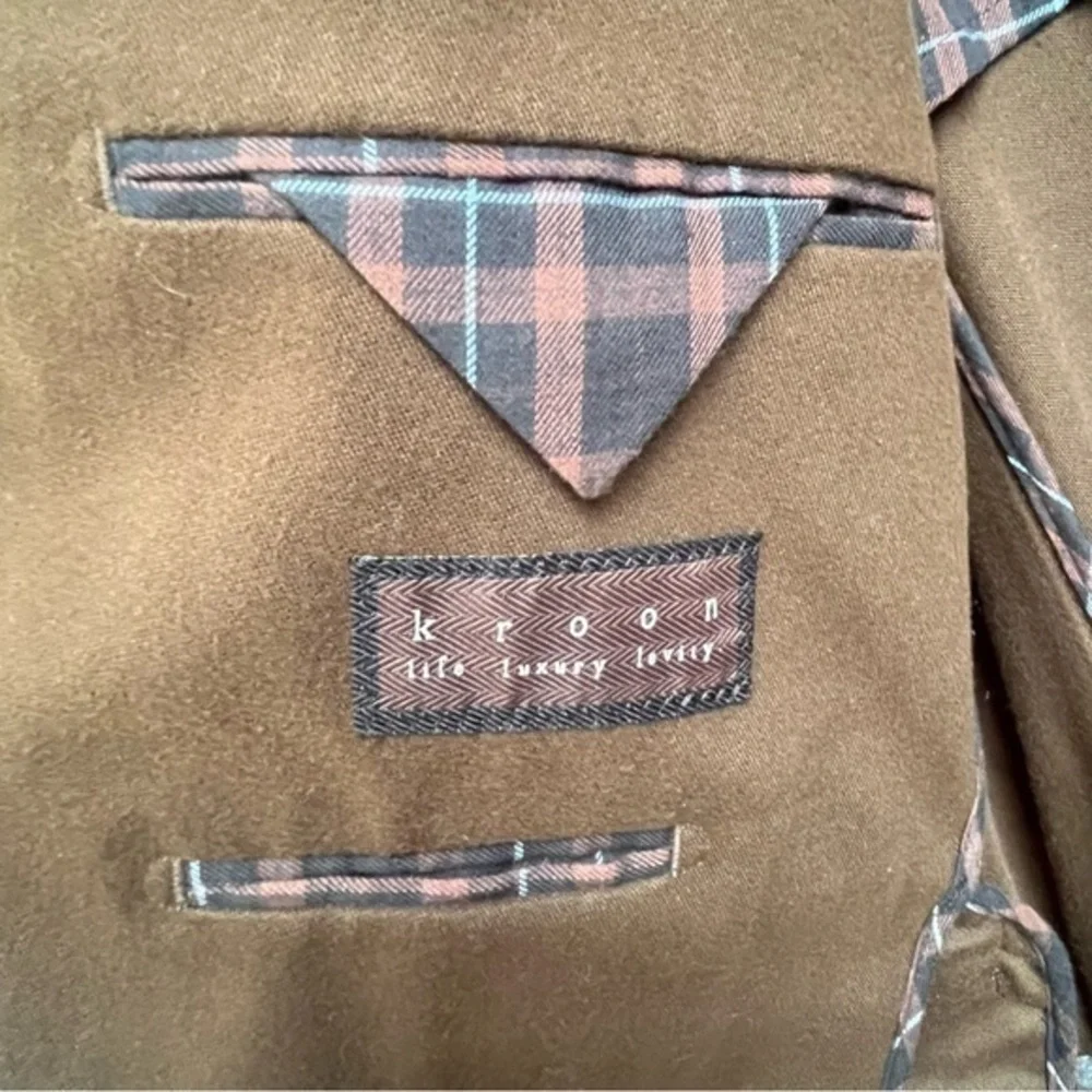 Kroon Luxury Men 46 Brown Cotton Jacket Double Vent‎ 2 Button Blazer